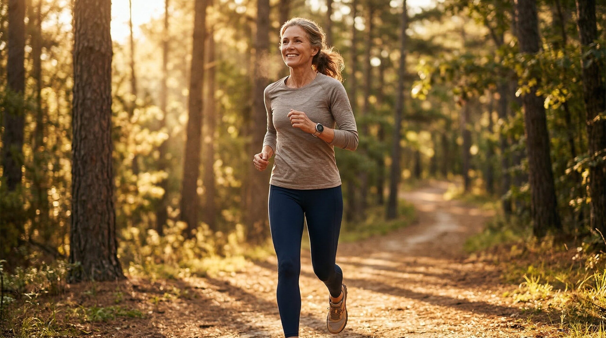 Woman jogging fueled by the 7 Best Peptides for Anti-Aging