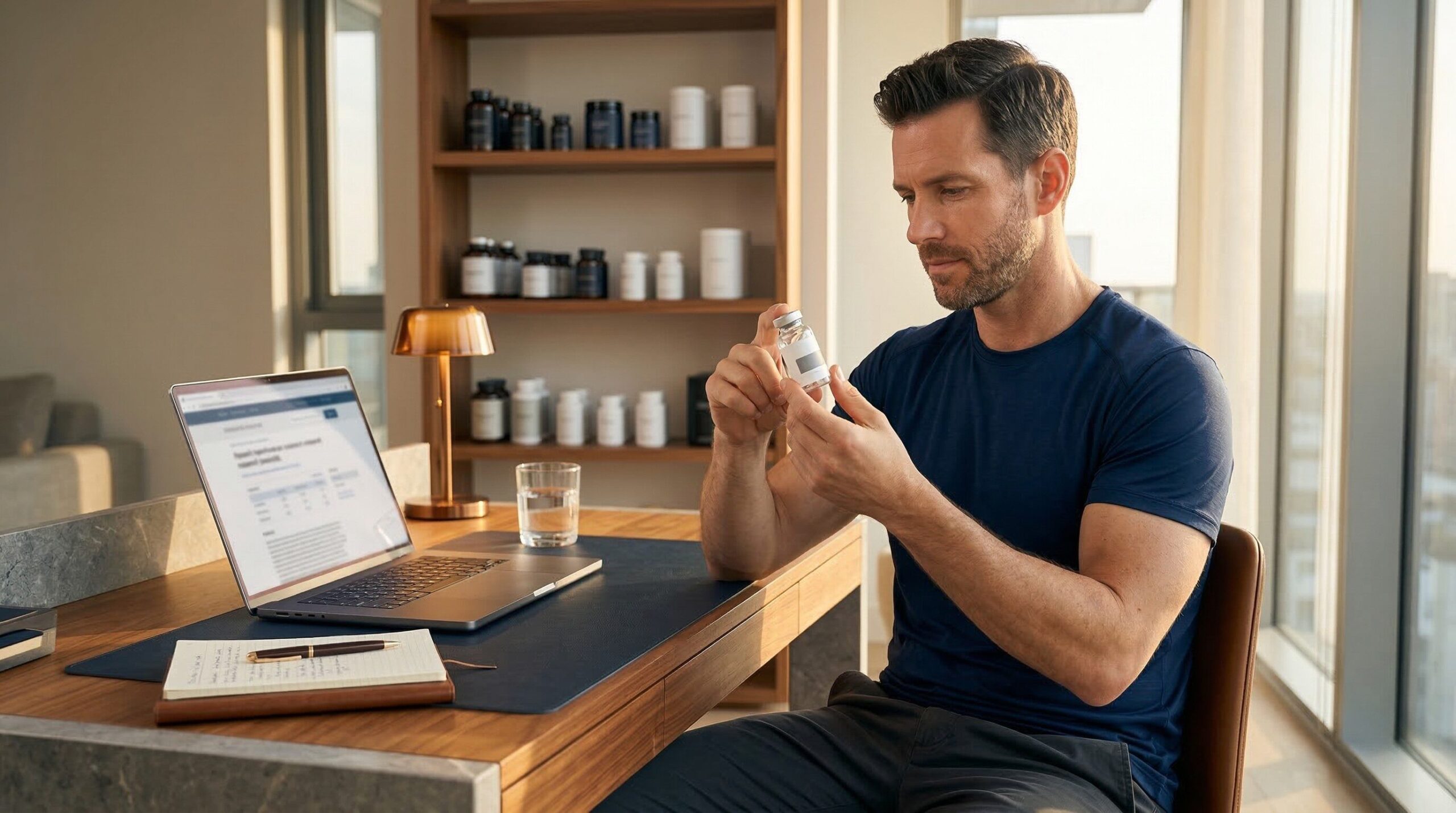 A man doing a comparison of best peptide vendors in 2026
